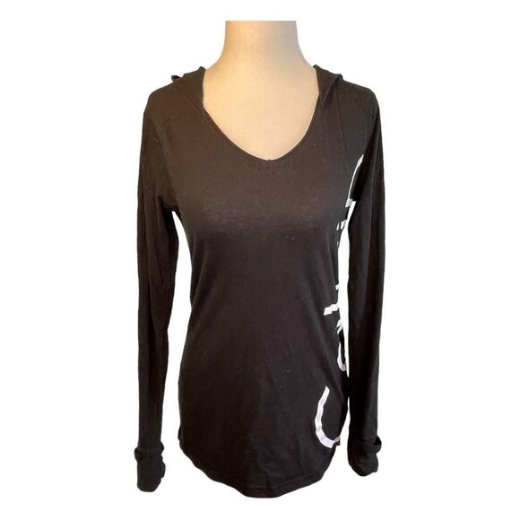 Calvin Klein Performance Hooded Graphic Tee Black Dry Running Logo M - Picture 1 of 8